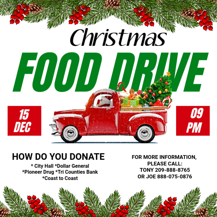 White Professional Christmas Food Drive Instagram Post template