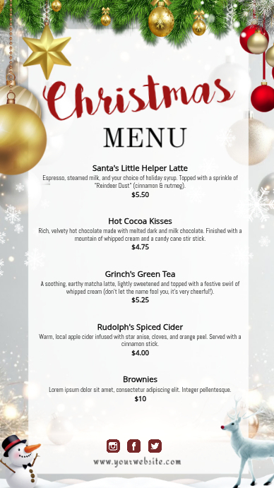 White Professional Christmas Menu Instagram Story Template | PosterMyWall