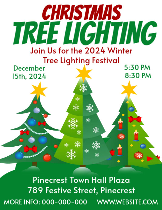 White Professional Christmas Tree Lighting Flyer (us Letter) Template ...