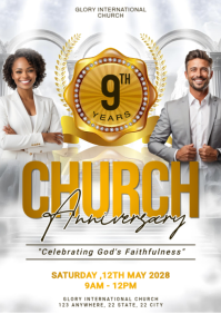 White Professional Church Anniversary A3 template