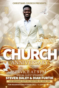 White Professional Church Anniversary Event Banner 4' × 6' Video template