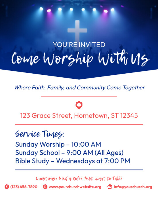 White Professional Church Invitation Poster Flyer Instagram Portrait template