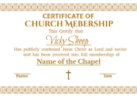 White Professional Church Membership Certificate A6 template
