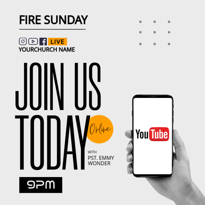 White Professional Church Service Instagram Post template