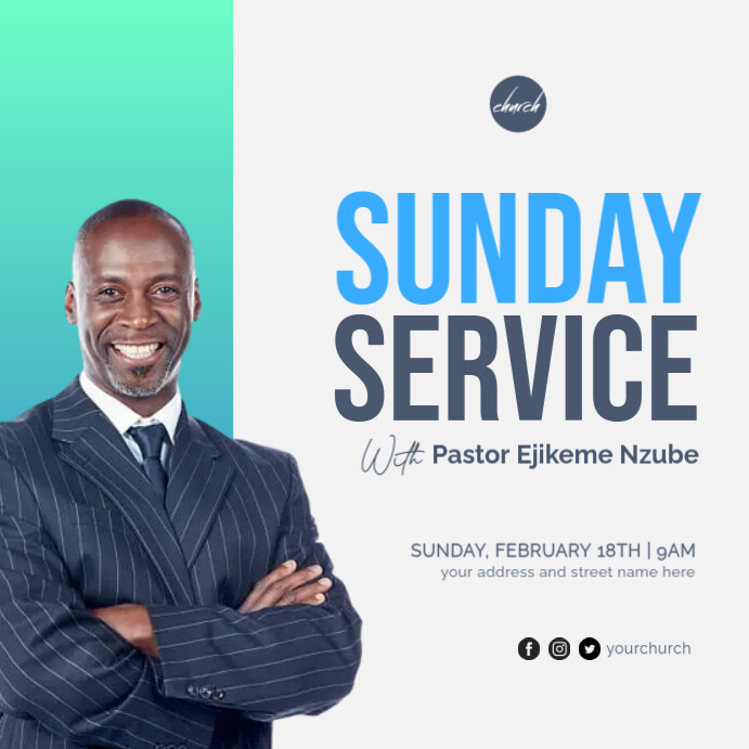 White Professional Church Service Instagram Post template