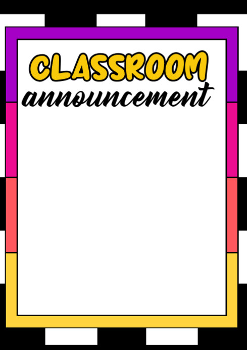 White Professional Classroom Announcement  A4 template