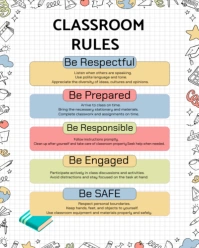 White Professional Classroom Rules Chart Instagram Portrait template