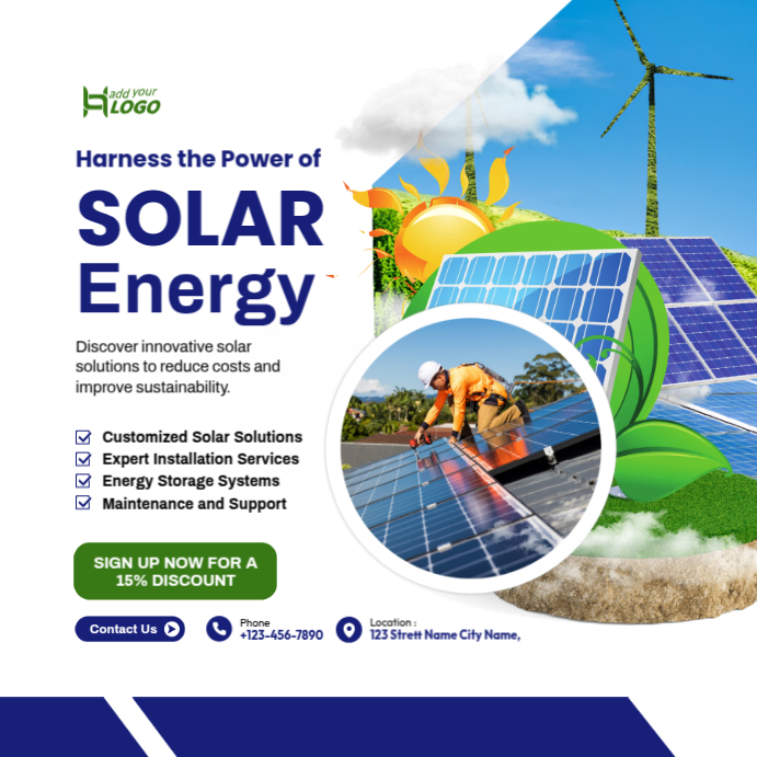 White Professional Clean Energy Instagram Post Template | PosterMyWall