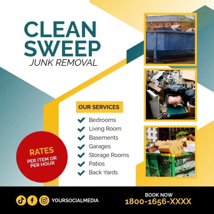 White Professional Clean Sweep Junk Removal Instagram Post template