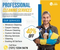 White Professional Cleaning Service Template Medium Rectangle