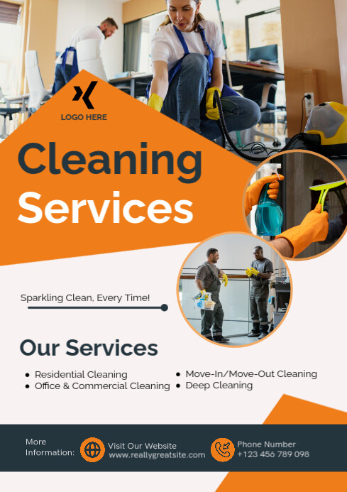 White Professional Cleaning Services Poster Template A4