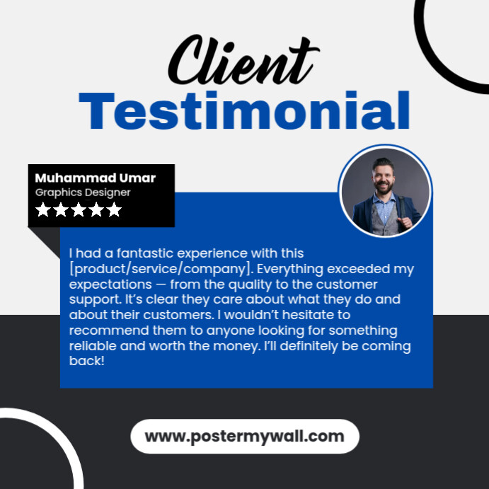 White Professional Client Review Template Instagram Post PosterMyWall