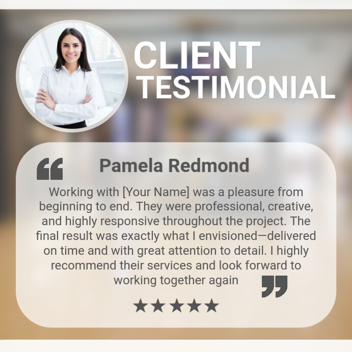 White Professional Client Testimonial Instagram Post template