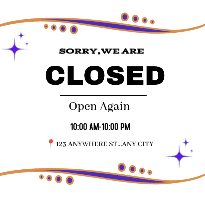 White Closed Sign Logos Template | PosterMyWall