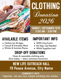 White Professional Clothing Donation Event Flyer Pamflet (VSA Brief) template