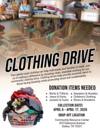 White Professional Clothing Drive Flyer Video Рекламная листовка (US Letter) template