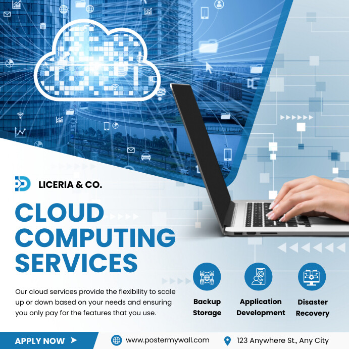 White Professional Cloud Computing Service In Instagram Post template