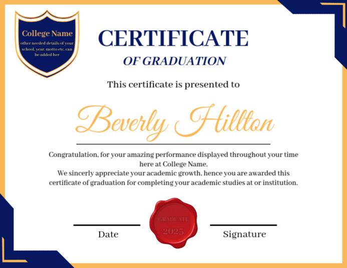 White Professional College Certificate Of Graduation Flyer (us Letter) template