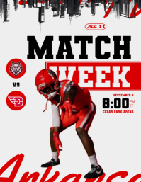 白色 College Football Match Flyer Template