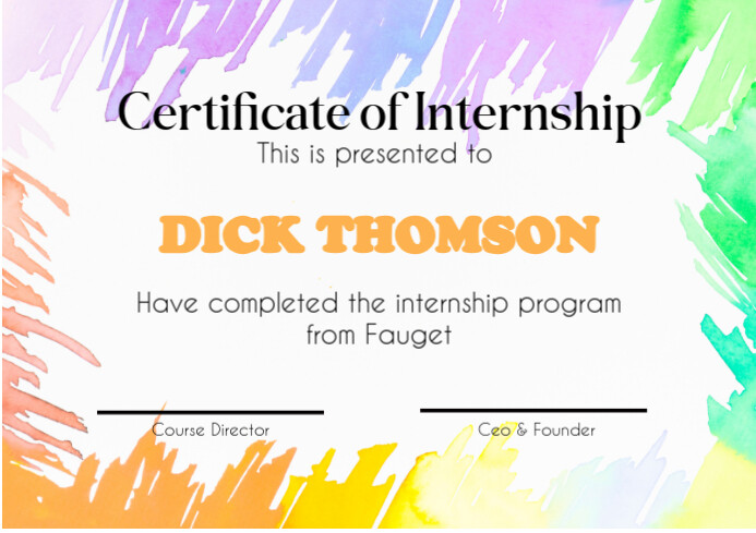 White Professional Colorful Internship Certif A4 template