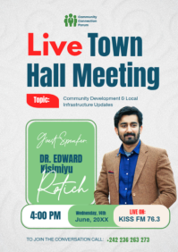 White Professional Community Development Meeting  Town Hall Meeting Poster A2 template