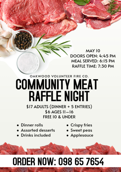 Plantilla de White Professional Community Meat Raffle Night A4 ...