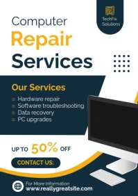 White Professional Computer Repair Services A2 template