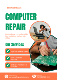 White Professional Computer Repair Services A2 template
