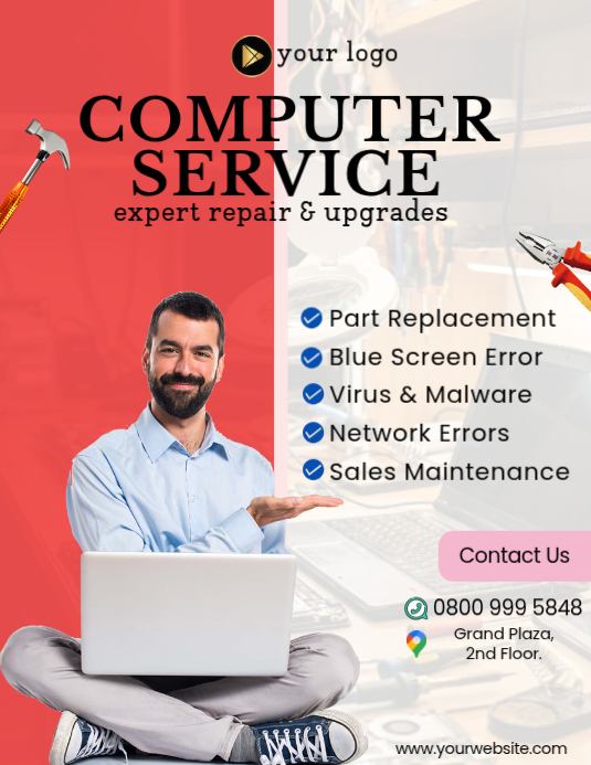 White Professional Computer Service Flyer (us Letter) Template ...