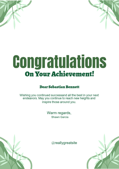 Congratulations Post Examples Modèle White Professional Congratulations Post A4 | PosterMyWall
