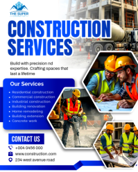 White Professional Construction and house building Services contractors company advertisement poster Instagram Portrait template
