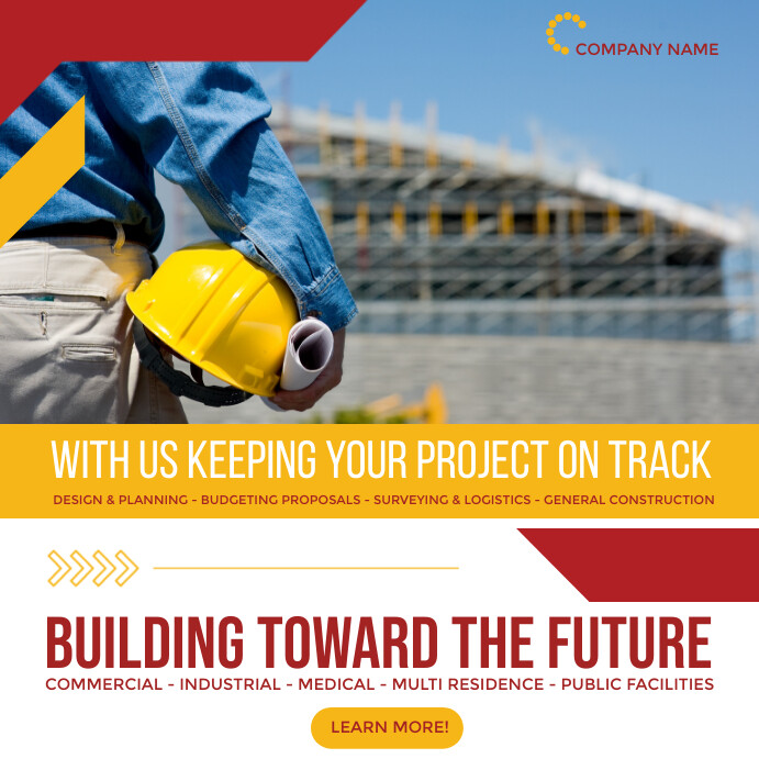 White Professional Construction Business Comp Template | PosterMyWall