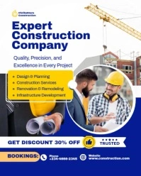 White Professional Construction Company Flyer Template  Instagram Portrait