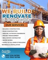 White Professional Construction Flyer Design  Instagram Portrait template