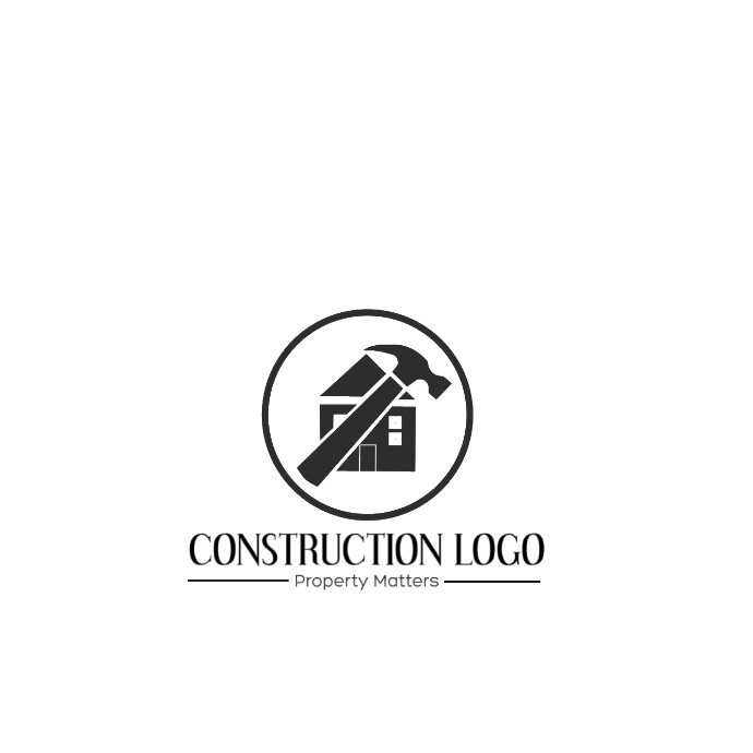 White Professional Construction Logo Template | PosterMyWall