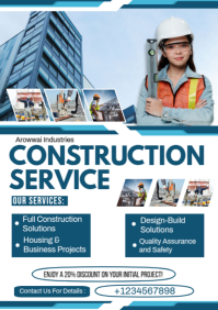 White Professional Construction Service A3 Template | PosterMyWall