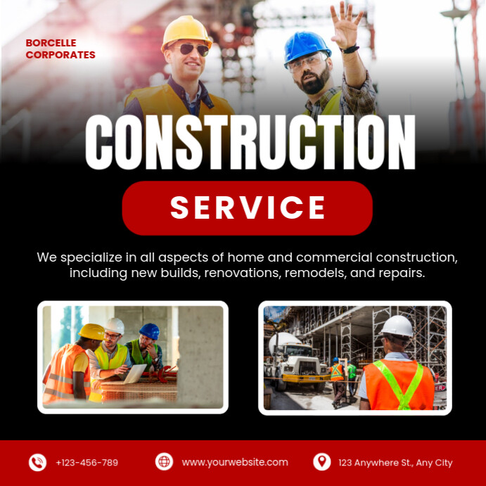 White Professional Construction Service Advertisement Instagram Post ...