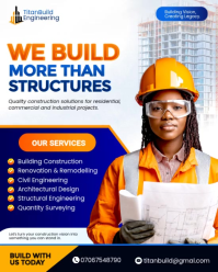 白色 Construction Services Instagram Portrait Template