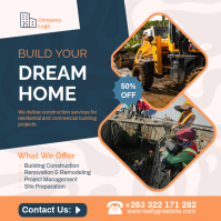 White Professional Construction Services Instagram Post template