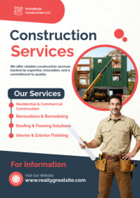 White Professional Construction Services Poster Template A2