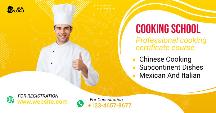 White Professional Cooking Classes Ad Templat Template | PosterMyWall