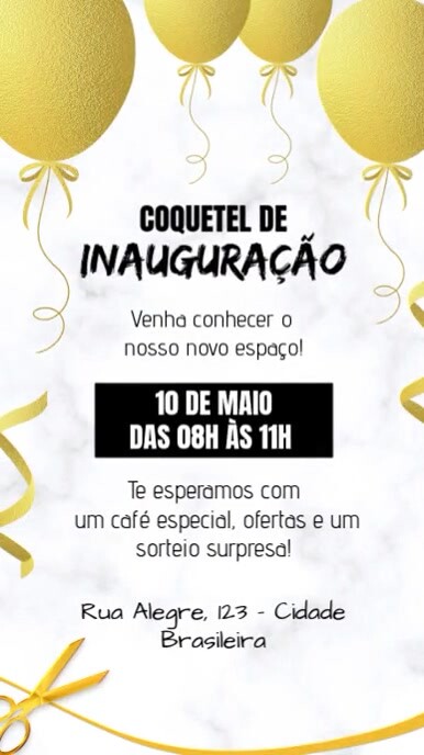 White Professional Coquetel De Inauguração Instagram Story template