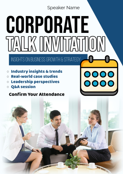 Safetalk Invitations White Professional Corporate Talk Invitation A1 Template | PosterMyWall