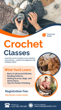 白色 Crochet Classes História do Instagram Template