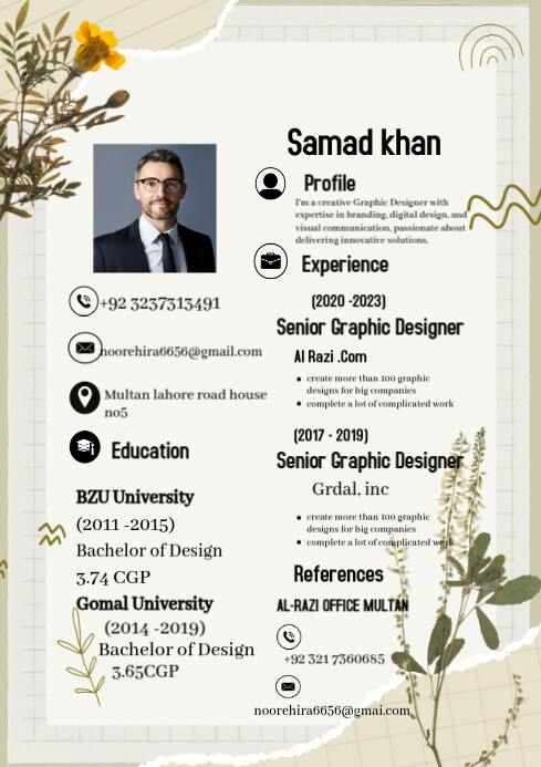 White Professional Cv Background A4 Template | PosterMyWall