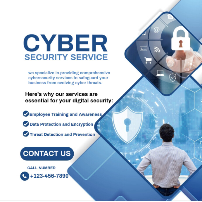 White Professional Cybersecurity Posters/cyber Security Flyer Instagram Post template