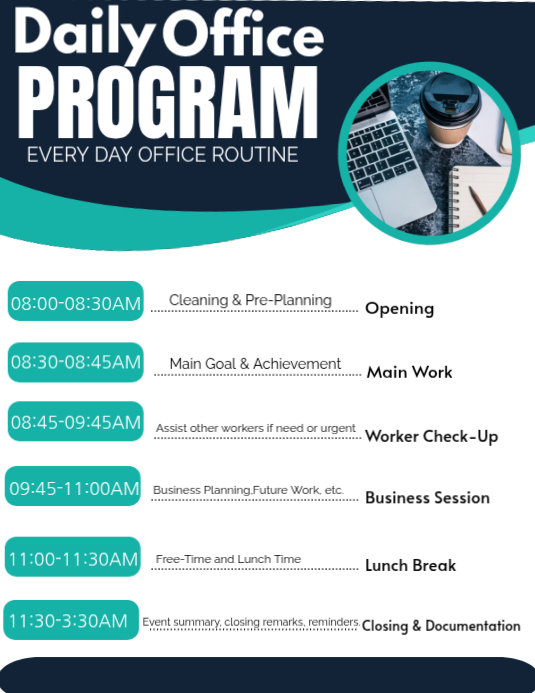 Daily Office Program Flyers Template | PosterMyWall