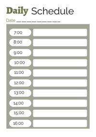 White Professional Daily Schedule Template For Work, School And Home A5