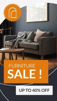 White Professional Dark Blue Orange And White Furniture Sales And Discounts Instagram Story Advertis template