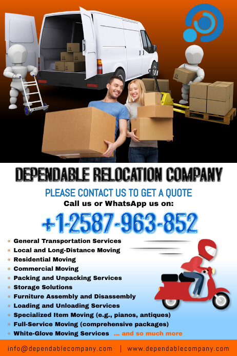 White Professional Delivery Movers Transport Poster template